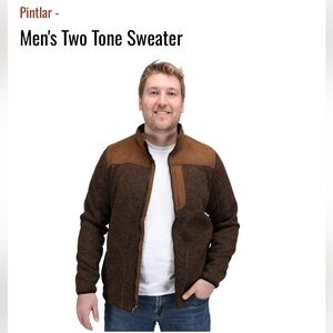 Pintlar Men’s Two Tone Zip Up Sweater Brown Faux Suede & Olive Size XXL